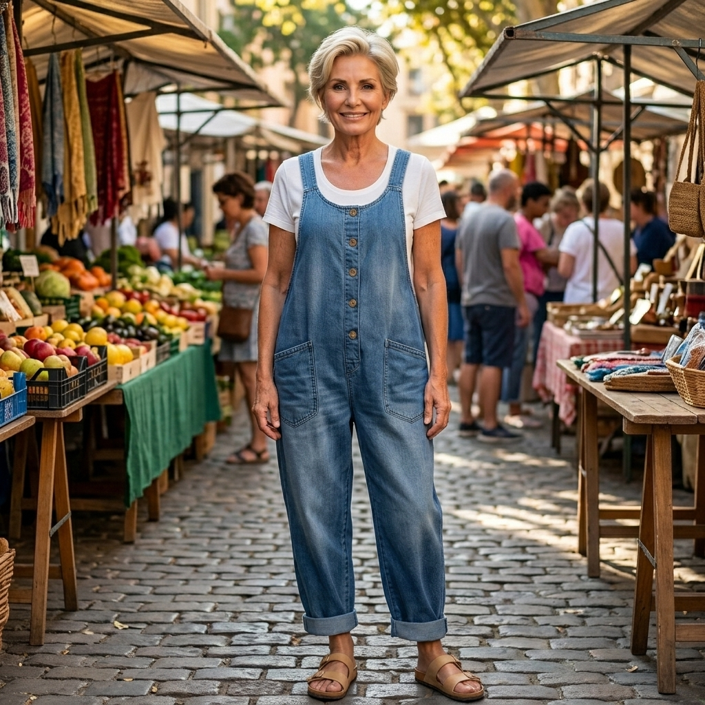 Denise | Vintage Washed Cotton Denim Overalls