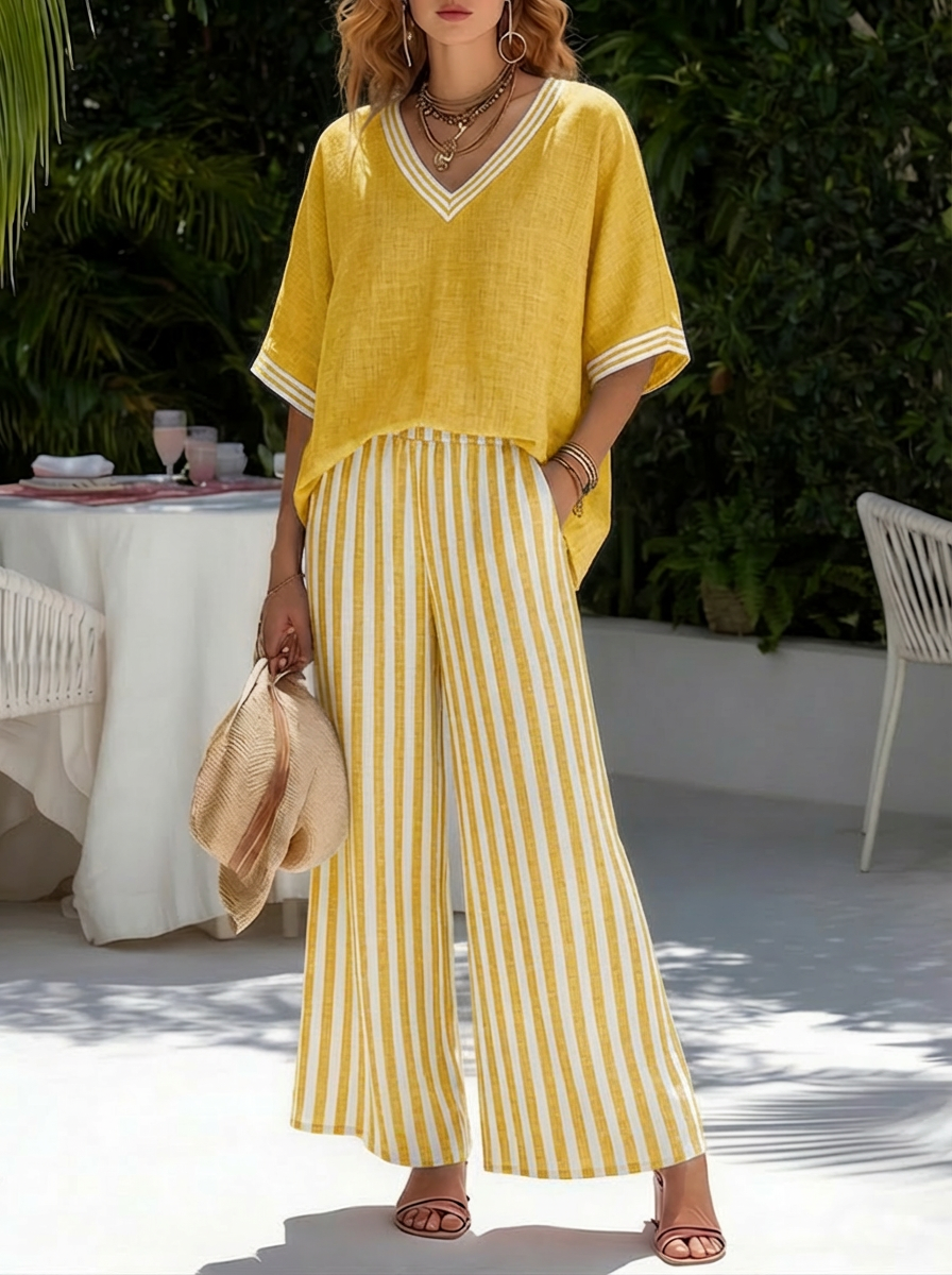Regina | Elegant Casual Striped Set
