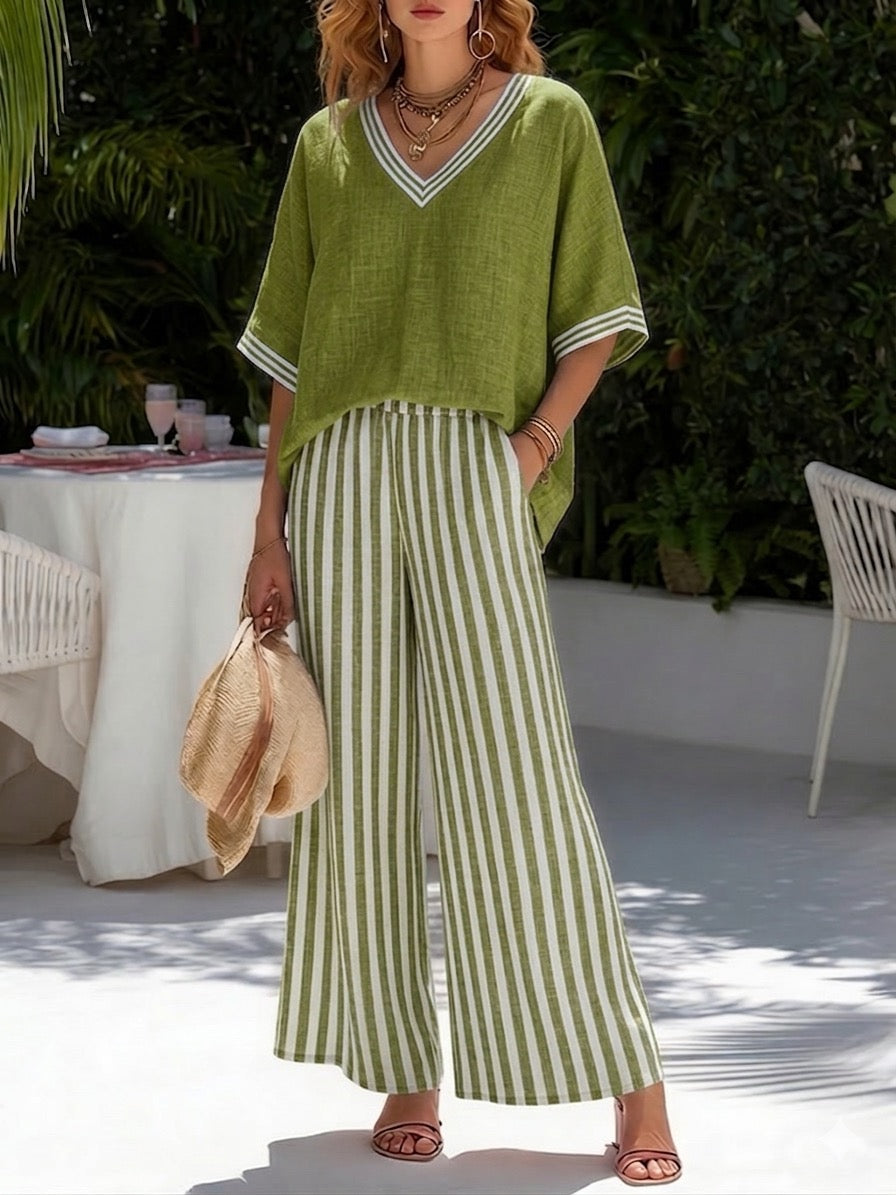 Regina | Elegant Casual Striped Set