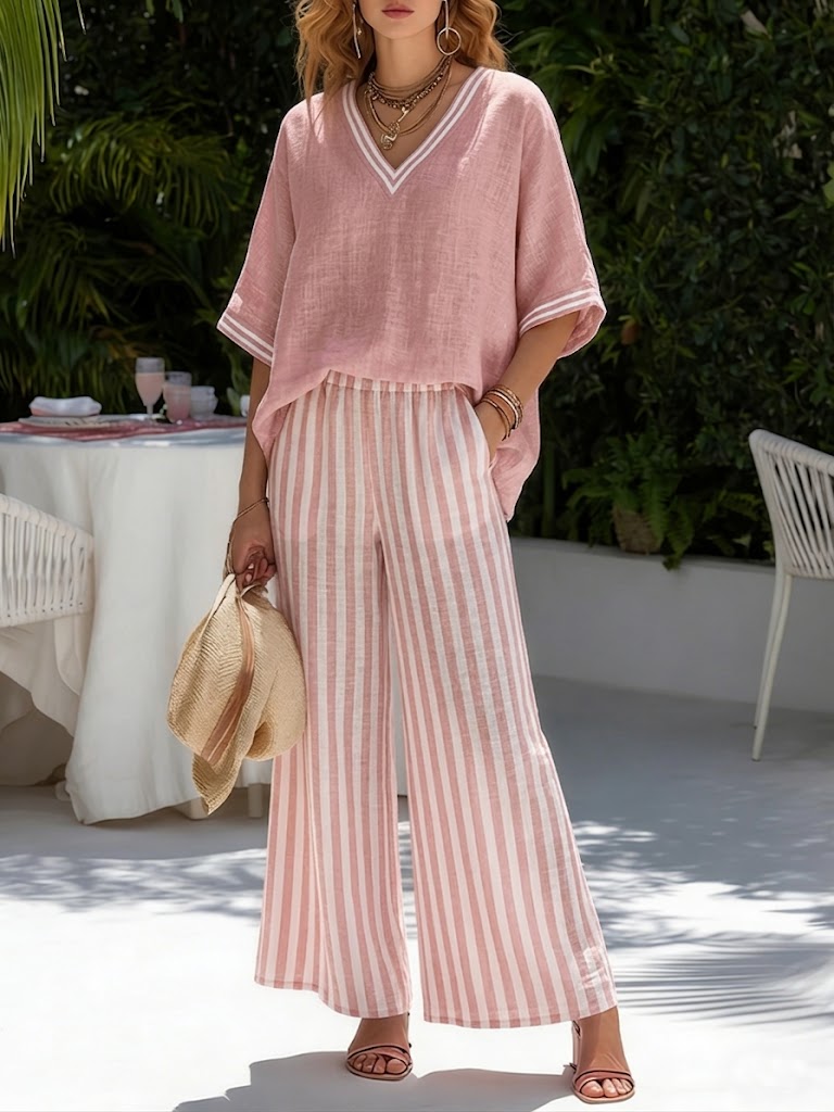 Regina | Elegant Casual Striped Set