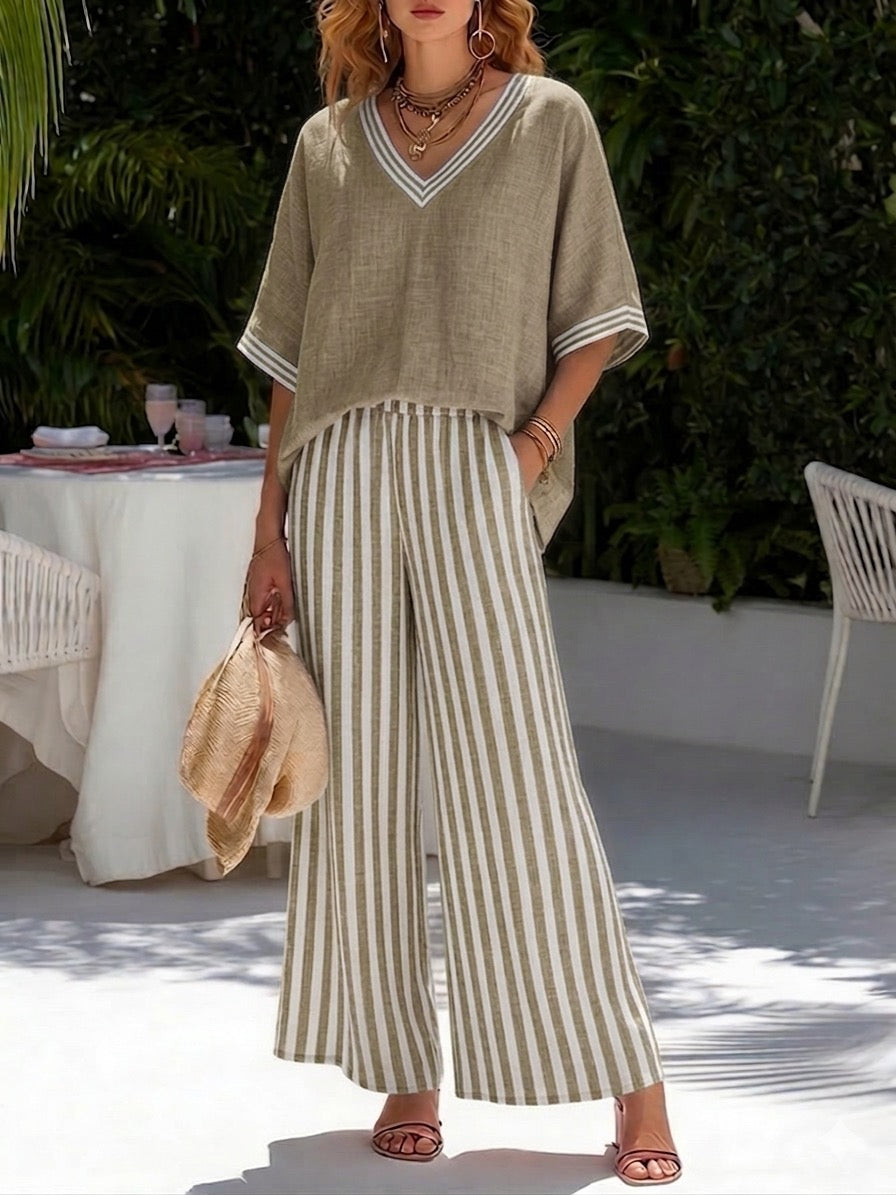 Regina | Elegant Casual Striped Set