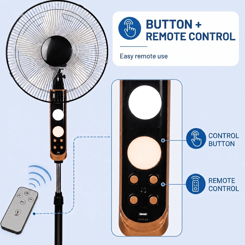 Pedestal Fan With Remote Control And Oscillation