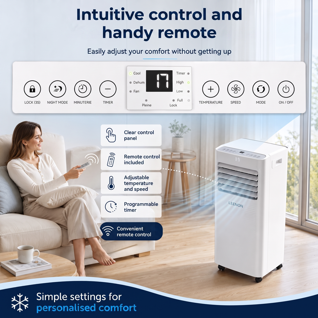 Portable 3-in-1 Air Conditioner 9000 BTU for Bedroom Office and Small Rooms