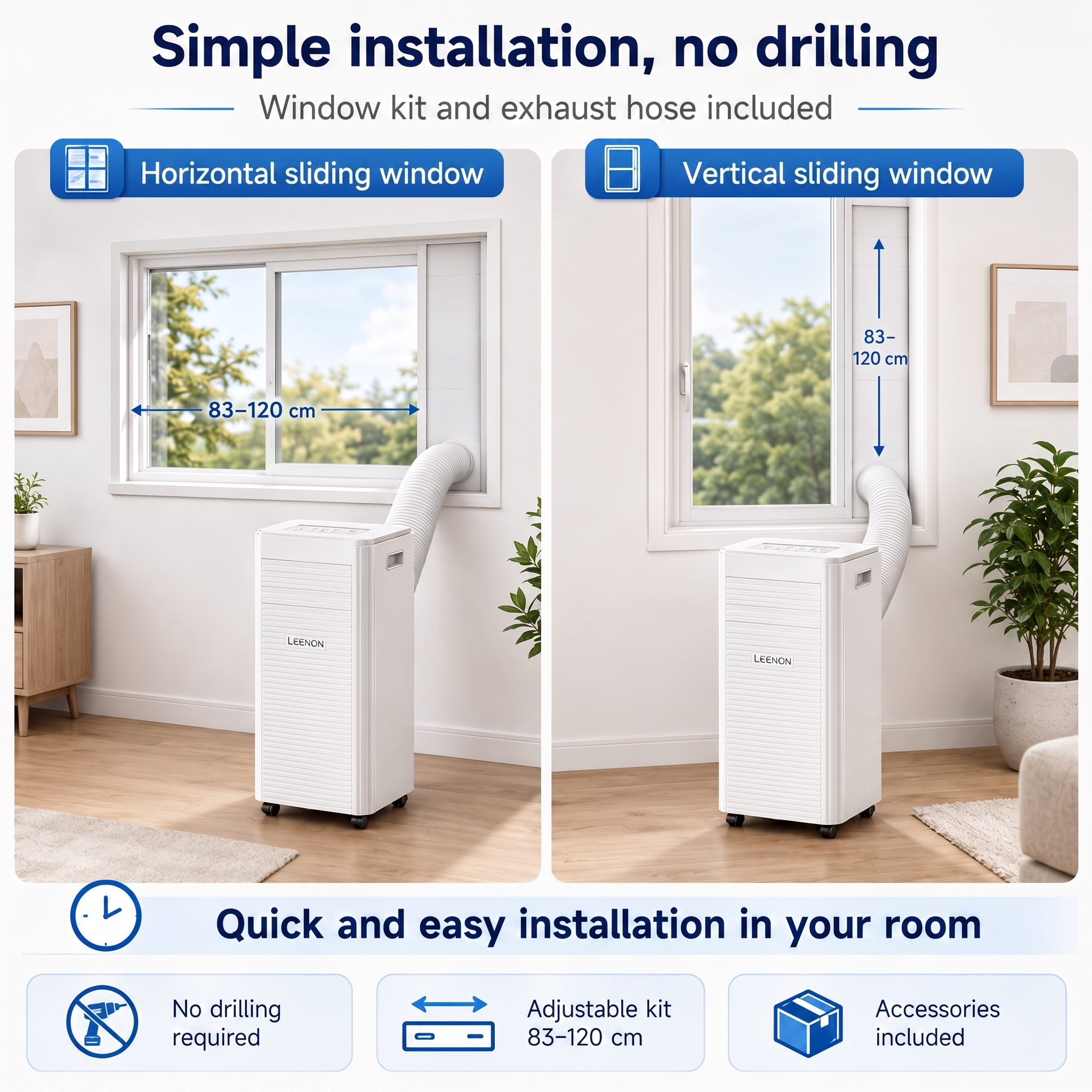 Portable 3-in-1 Air Conditioner 9000 BTU for Bedroom Office and Small Rooms