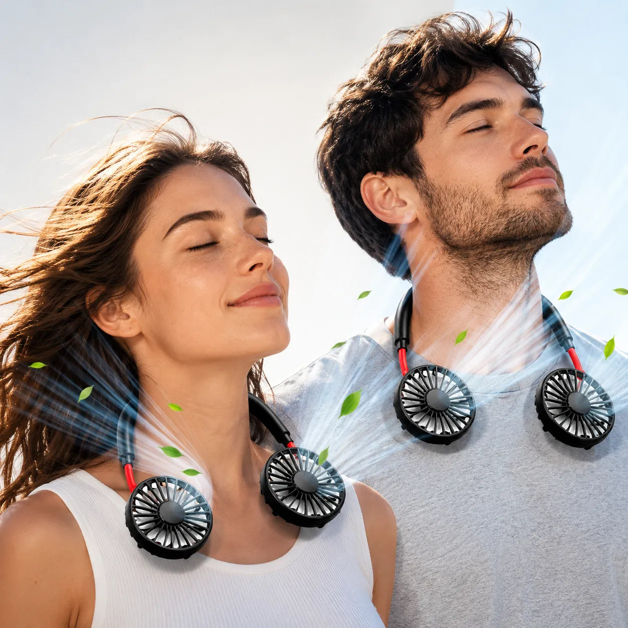 Portable USB Rechargeable Neck Fan With 3 Speeds