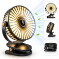 Rechargeable Portable Fan with Clip and LED Light