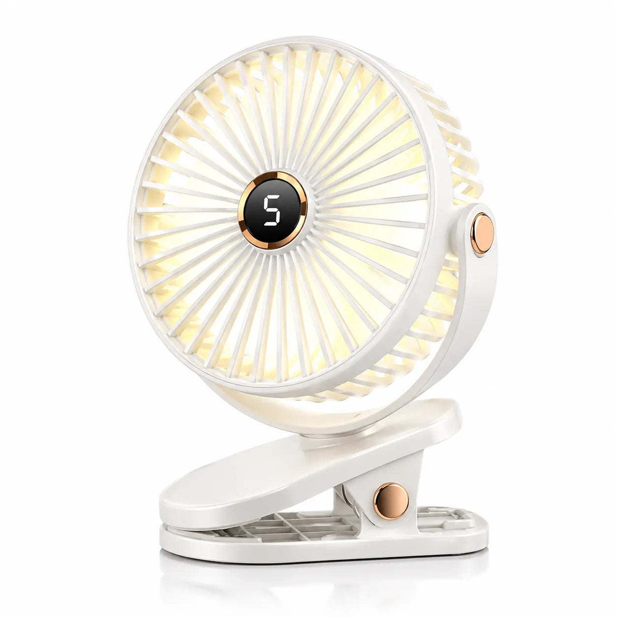 Rechargeable Portable Fan with Clip and LED Light