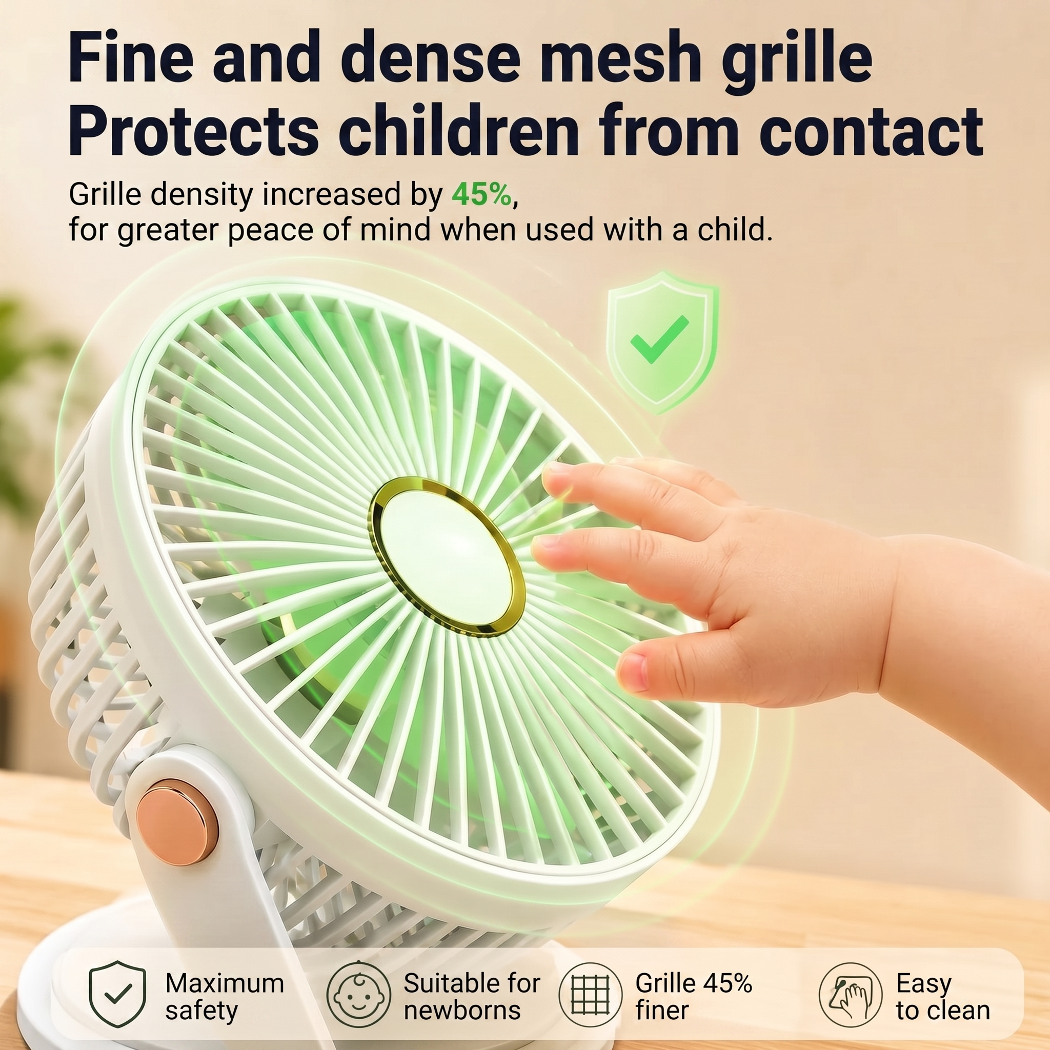 Rechargeable Portable Fan with Clip and LED Light