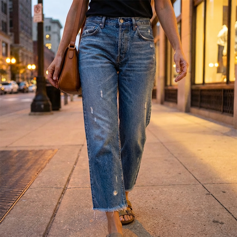 Leona | Retro Cropped Straight Jeans