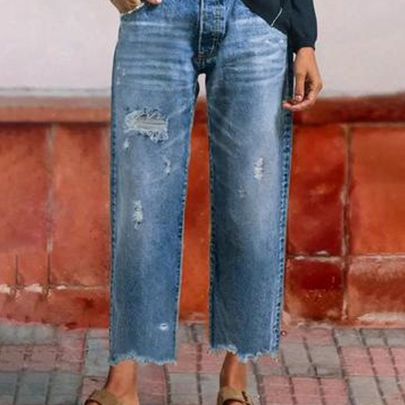 Leona | Retro Cropped Straight Jeans