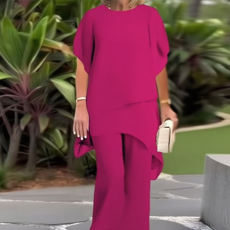 Rosaleen | Relaxed Layered Top and Wide Leg Pants Set