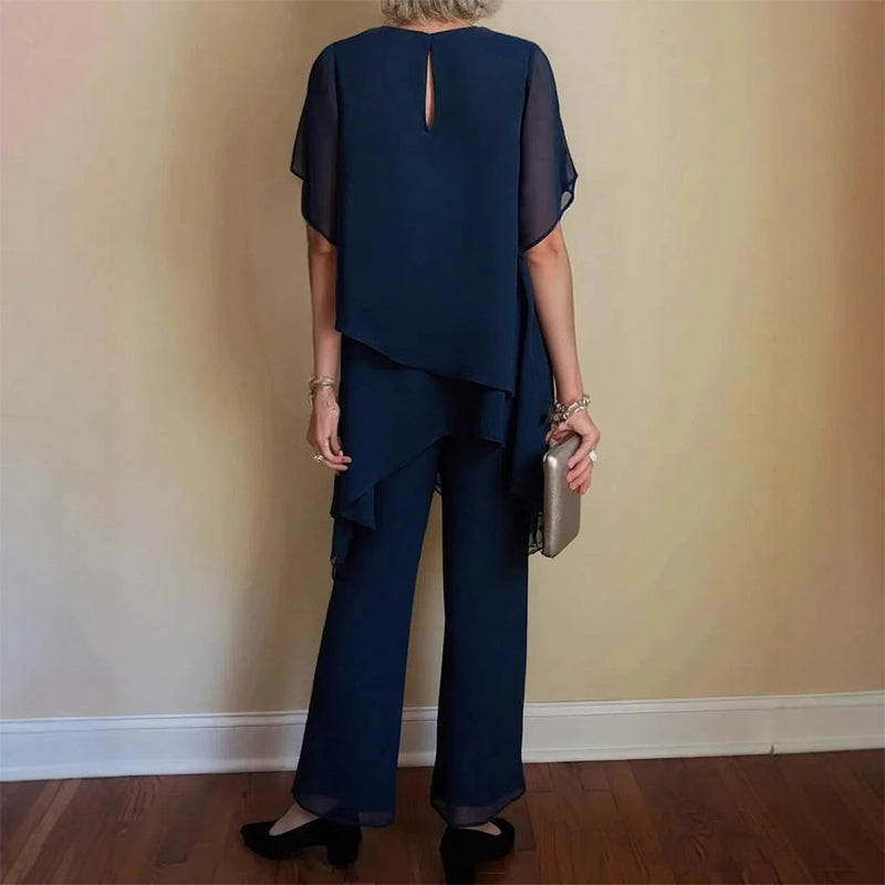 Rosaleen | Relaxed Layered Top and Wide Leg Pants Set