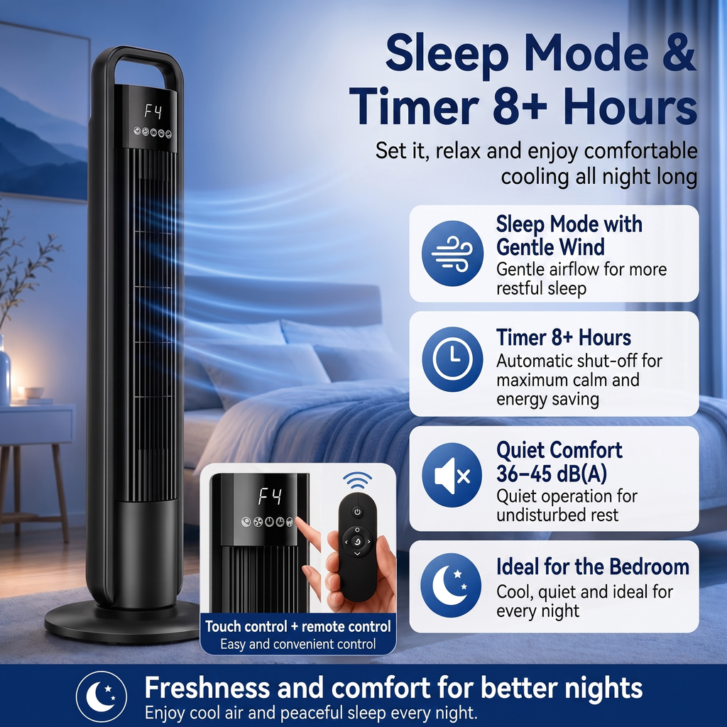 Tower Fan with Remote Control and Oscillation