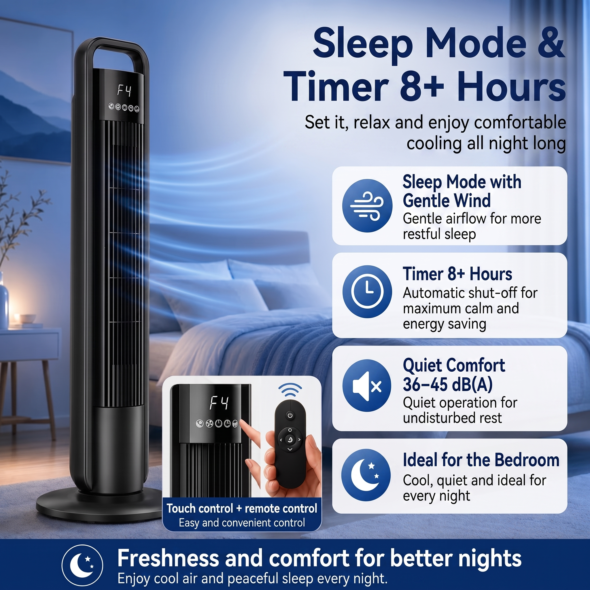 Tower Fan with Remote Control and Oscillation